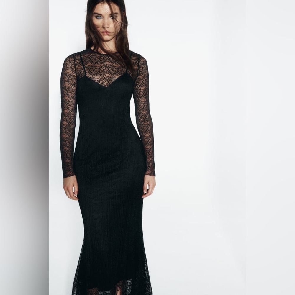 ZARA LACE MIDI DRESS SIZE SMALL